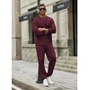 COOFANDY 2 Piece Men’s Tracksuits Set Cotton Long Sleeve Sweatsuit Pullover with Jogging Pants Casual Athletic Outfits(Dark Red)