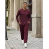 COOFANDY 2 Piece Men’s Tracksuits Set Cotton Long Sleeve Sweatsuit Pullover with Jogging Pants Casual Athletic Outfits(Dark Red)