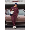 COOFANDY 2 Piece Men’s Tracksuits Set Cotton Long Sleeve Sweatsuit Pullover with Jogging Pants Casual Athletic Outfits(Dark Red)