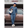 COOFANDY 2 Piece Men’s Tracksuits Set Cotton Long Sleeve Sweatsuit Pullover with Jogging Pants Casual Athletic Outfits(Grey Blue)
