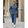 COOFANDY 2 Piece Men’s Tracksuits Set Cotton Long Sleeve Sweatsuit Pullover with Jogging Pants Casual Athletic Outfits(Grey Blue)