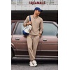 COOFANDY 2 Piece Men’s Tracksuits Set Cotton Long Sleeve Sweatsuit Pullover with Jogging Pants Casual Athletic Outfits(Khaki)