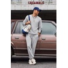 COOFANDY 2 Piece Men’s Tracksuits Set Cotton Long Sleeve Sweatsuit Pullover with Jogging Pants Casual Athletic Outfits(Light Gray)