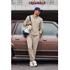 COOFANDY 2 Piece Men’s Tracksuits Set Cotton Long Sleeve Sweatsuit Pullover with Jogging Pants Casual Athletic Outfits(Light Khaki)