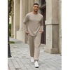 COOFANDY 2 Piece Men’s Tracksuits Set Cotton Long Sleeve Sweatsuit Pullover with Jogging Pants Casual Athletic Outfits(Light Khaki)