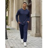 COOFANDY 2 Piece Men’s Tracksuits Set Cotton Long Sleeve Sweatsuit Pullover with Jogging Pants Casual Athletic Outfits(Midnight Blue)