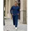 COOFANDY 2 Piece Men’s Tracksuits Set Cotton Long Sleeve Sweatsuit Pullover with Jogging Pants Casual Athletic Outfits(Navy Blue)