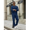 COOFANDY 2 Piece Men’s Tracksuits Set Cotton Long Sleeve Sweatsuit Pullover with Jogging Pants Casual Athletic Outfits(Navy Blue)