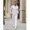 COOFANDY 2 Piece Men’s Tracksuits Set Cotton Long Sleeve Sweatsuit Pullover with Jogging Pants Casual Athletic Outfits(White)