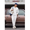 COOFANDY 2 Piece Men’s Tracksuits Set Cotton Long Sleeve Sweatsuit Pullover with Jogging Pants Casual Athletic Outfits(White)