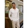 COOFANDY Henley Shirts for Men Casual T-Shirts Henley Long Sleeve Shirts(A-white)
