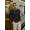 COOFANDY Henley Shirts for Men Casual T-Shirts Henley Long Sleeve Shirts(Black)
