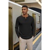 COOFANDY Henley Shirts for Men Casual T-Shirts Henley Long Sleeve Shirts(Black)