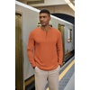 COOFANDY Henley Shirts for Men Casual T-Shirts Henley Long Sleeve Shirts(Caramel)