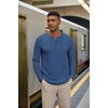 COOFANDY Henley Shirts for Men Casual T-Shirts Henley Long Sleeve Shirts(Dark Blue)