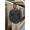 COOFANDY Henley Shirts for Men Casual T-Shirts Henley Long Sleeve Shirts(Dark Grey)