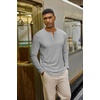 COOFANDY Henley Shirts for Men Casual T-Shirts Henley Long Sleeve Shirts(Light Grey)