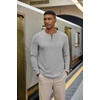 COOFANDY Henley Shirts for Men Casual T-Shirts Henley Long Sleeve Shirts(Light Grey)