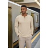 COOFANDY Henley Shirts for Men Casual T-Shirts Henley Long Sleeve Shirts(Light Khaki)