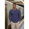 COOFANDY Henley Shirts for Men Casual T-Shirts Henley Long Sleeve Shirts(Navy Blue)