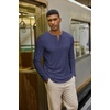 COOFANDY Henley Shirts for Men Casual T-Shirts Henley Long Sleeve Shirts(Navy Blue)