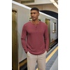 COOFANDY Henley Shirts for Men Casual T-Shirts Henley Long Sleeve Shirts(Red)
