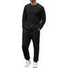COOFANDY 2 Piece Men’s Tracksuits Set Cotton Long Sleeve Sweatsuit Pullover with Jogging Pants Casual Athletic Outfits(Black)
