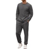 COOFANDY 2 Piece Men’s Tracksuits Set Cotton Long Sleeve Sweatsuit Pullover with Jogging Pants Casual Athletic Outfits(Dark Gray)