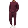 COOFANDY 2 Piece Men’s Tracksuits Set Cotton Long Sleeve Sweatsuit Pullover with Jogging Pants Casual Athletic Outfits(Dark Red)