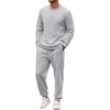COOFANDY 2 Piece Men’s Tracksuits Set Cotton Long Sleeve Sweatsuit Pullover with Jogging Pants Casual Athletic Outfits(Light Gray)