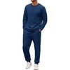 COOFANDY 2 Piece Men’s Tracksuits Set Cotton Long Sleeve Sweatsuit Pullover with Jogging Pants Casual Athletic Outfits(Navy Blue)