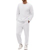 COOFANDY 2 Piece Men’s Tracksuits Set Cotton Long Sleeve Sweatsuit Pullover with Jogging Pants Casual Athletic Outfits(White)