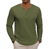COOFANDY Henley Shirts for Men Casual T-Shirts Henley Long Sleeve Shirts(Army Green)