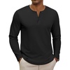 COOFANDY Henley Shirts for Men Casual T-Shirts Henley Long Sleeve Shirts(Black)