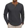 COOFANDY Henley Shirts for Men Casual T-Shirts Henley Long Sleeve Shirts(Dark Grey)
