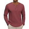 COOFANDY Henley Shirts for Men Casual T-Shirts Henley Long Sleeve Shirts(Red)
