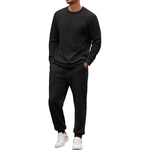 COOFANDY 2 Piece Men’s Tracksuits Set Cotton Long Sleeve Sweatsuit Pullover with Jogging Pants Casual Athletic Outfits(Black)