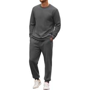 COOFANDY 2 Piece Men’s Tracksuits Set Cotton Long Sleeve Sweatsuit Pullover with Jogging Pants Casual Athletic Outfits(Dark Gray)