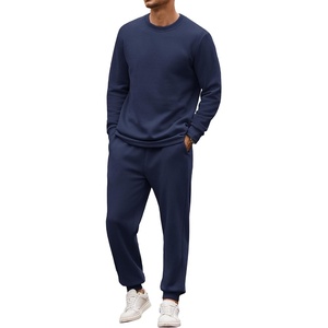 COOFANDY 2 Piece Men’s Tracksuits Set Cotton Long Sleeve Sweatsuit Pullover with Jogging Pants Casual Athletic Outfits(Midnight Blue)