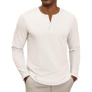 COOFANDY Henley Shirts for Men Casual T-Shirts Henley Long Sleeve Shirts(A-white)