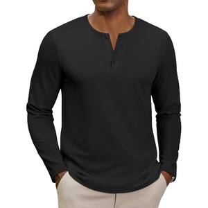 COOFANDY Henley Shirts for Men Casual T-Shirts Henley Long Sleeve Shirts(Black)