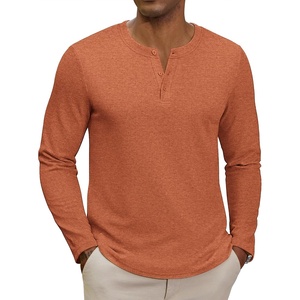COOFANDY Henley Shirts for Men Casual T-Shirts Henley Long Sleeve Shirts(Caramel)