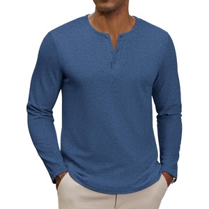 COOFANDY Henley Shirts for Men Casual T-Shirts Henley Long Sleeve Shirts(Dark Blue)