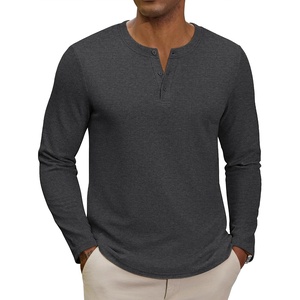 COOFANDY Henley Shirts for Men Casual T-Shirts Henley Long Sleeve Shirts(Dark Grey)