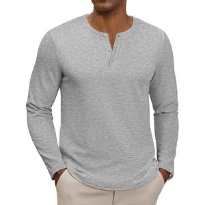 COOFANDY Henley Shirts for Men Casual T-Shirts Henley Long Sleeve Shirts(Light Grey)