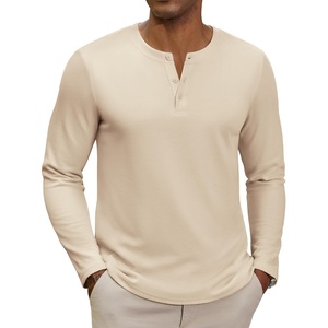 COOFANDY Henley Shirts for Men Casual T-Shirts Henley Long Sleeve Shirts(Light Khaki)