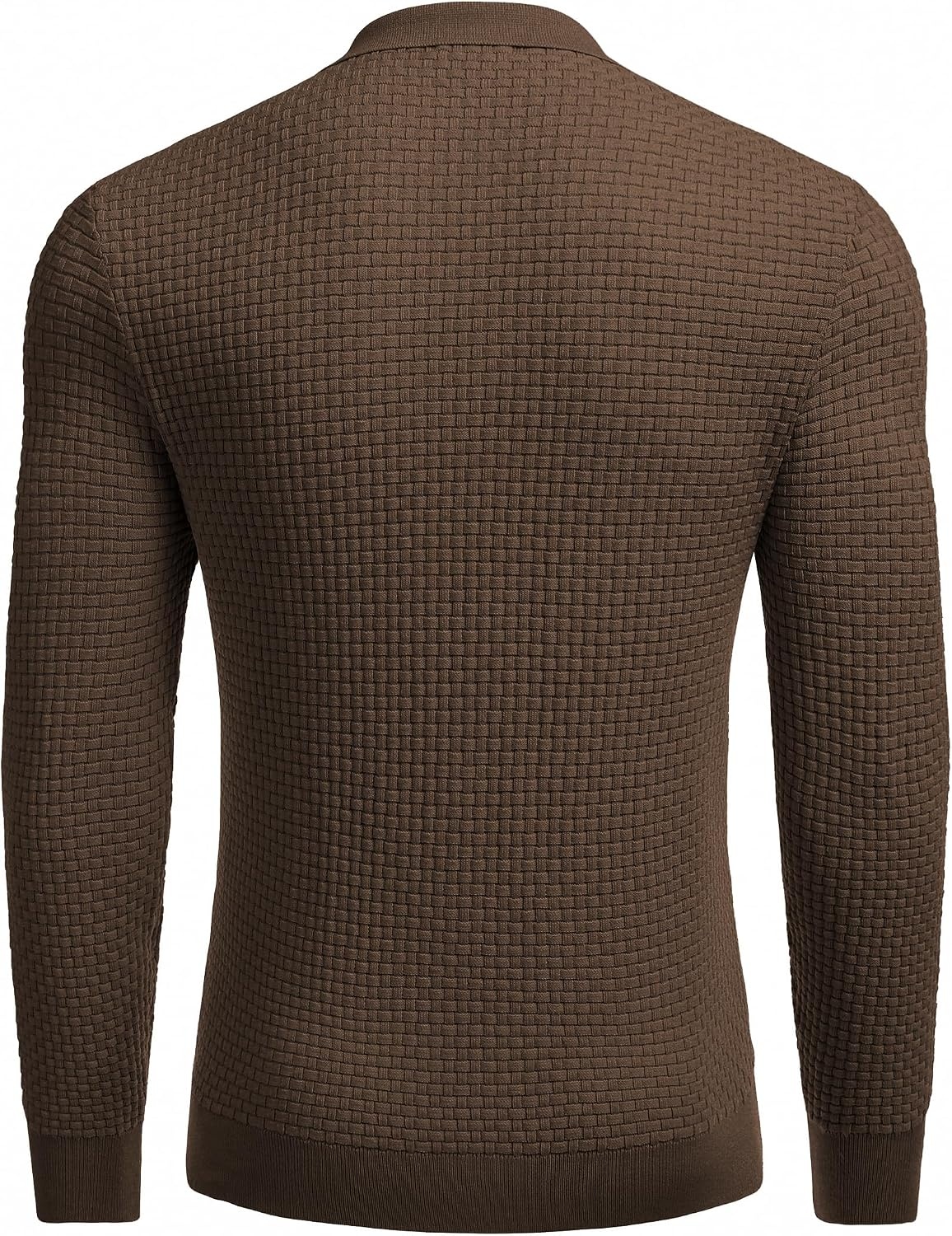 image:imageCOOFANDY Mens Knit Polo Shirts Casual Collared Long Sleeve Sweater PolosDark Coffee