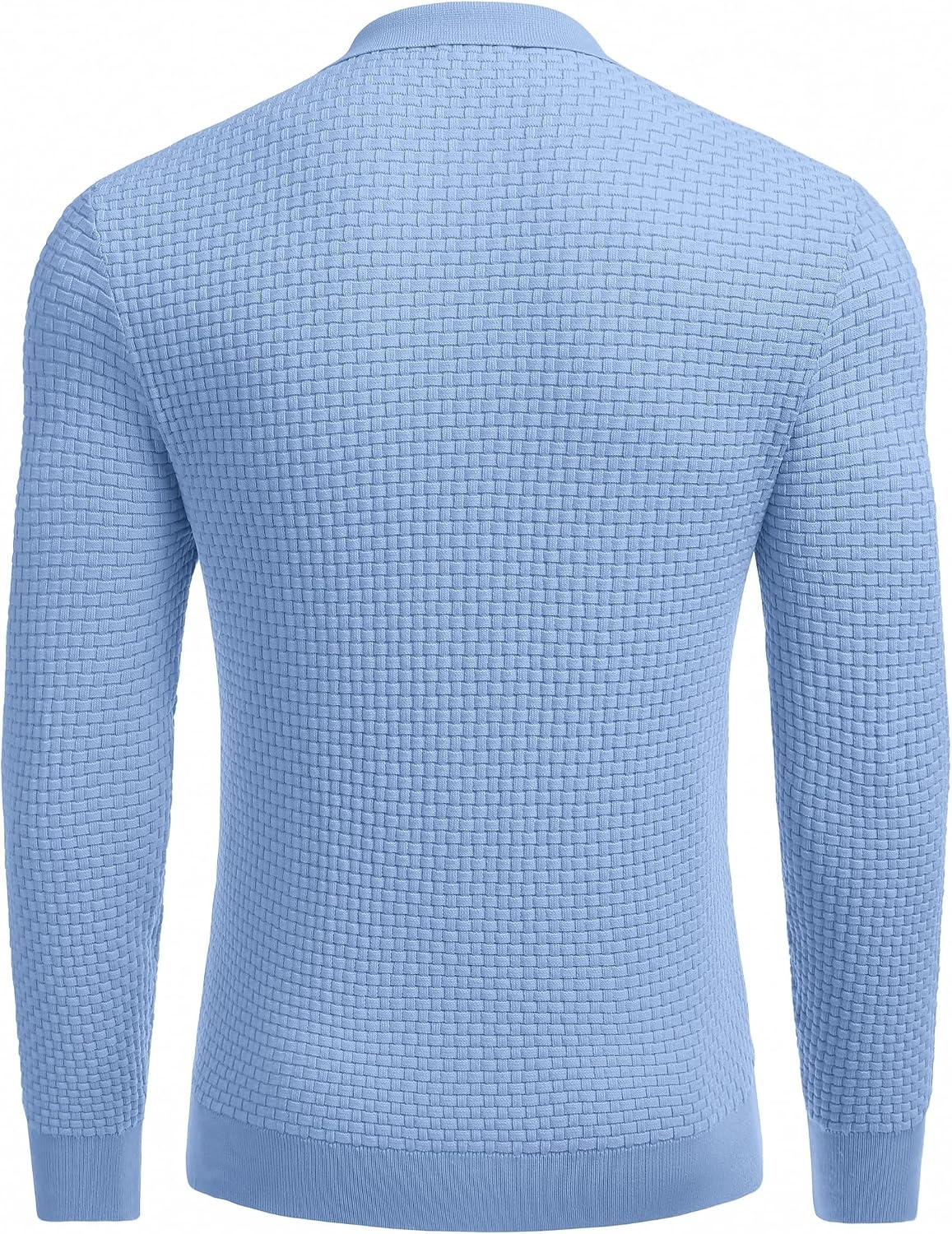 image:imageCOOFANDY Mens Knit Polo Shirts Casual Collared Long Sleeve Sweater PolosLight Blue