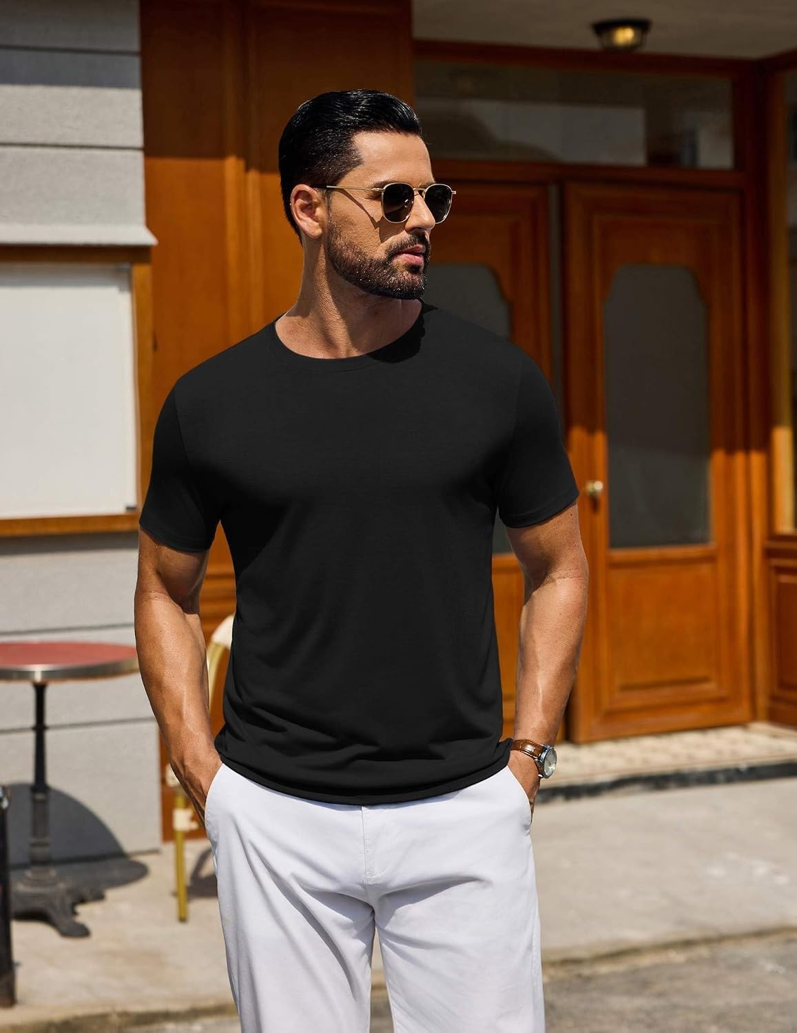 image:imageCOOFANDY Mens T Shirt Short Sleeve Casual TShirts Crew Neck Basic Tee ShirtsBlack