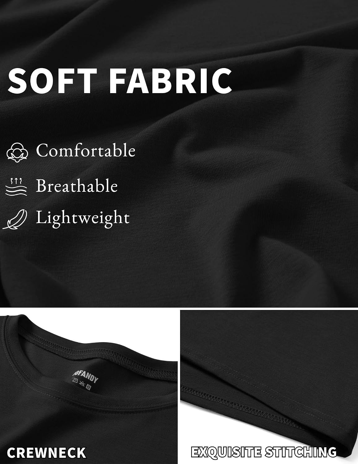 image:imageCOOFANDY Mens T Shirt Short Sleeve Casual TShirts Crew Neck Basic Tee ShirtsBlack
